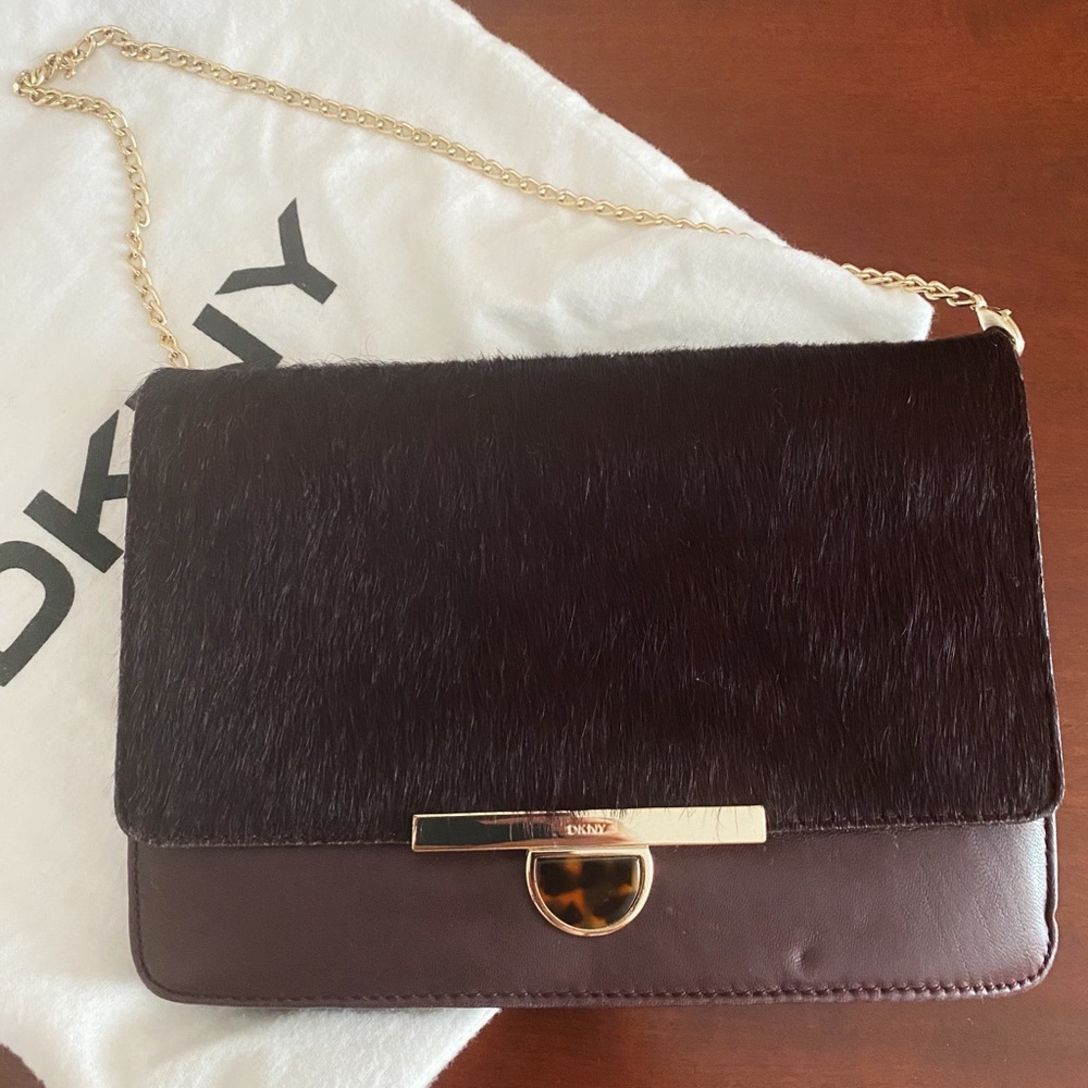 DKNY Chain Clutch in Aubergine